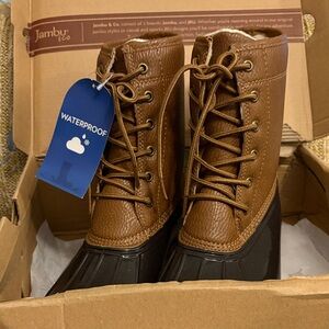 #125 JBU by Jambu NWTWB choc brown w/ maplewood Waterproof Boots W sz 8M